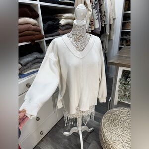 Aerie V-Neck Ribbed Sweater Sweatshirt